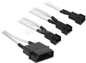 BitFenix Molex auf 3-Pin Adapter, sleeved, 20cm, weiß/schwarz