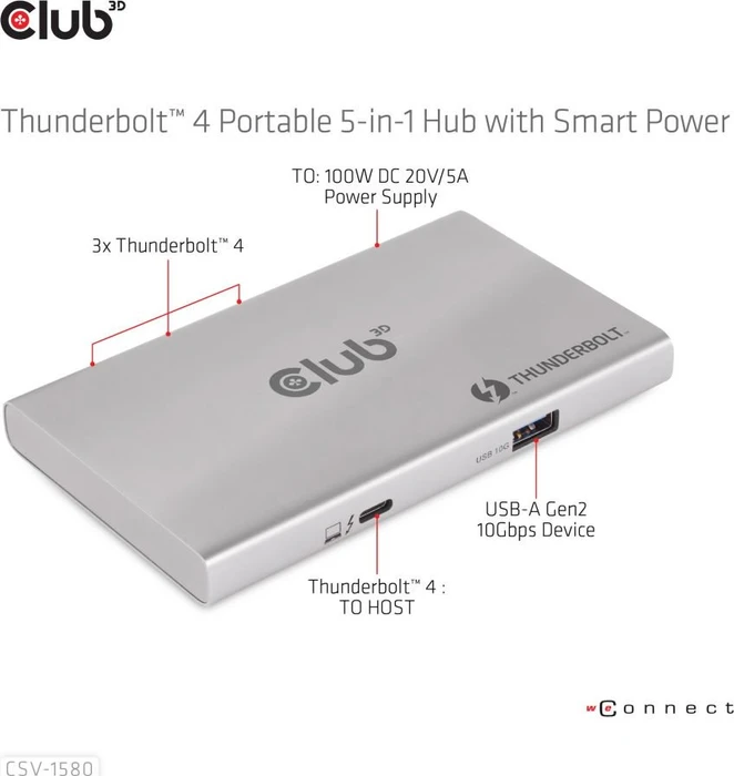 Club 3D 5-in-1 Hub, Thunderbolt 4 [Buchse]
