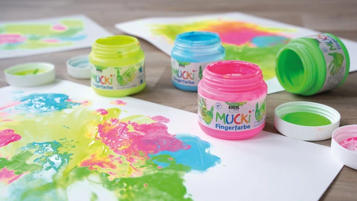 Kreul Mucki Quietsch-Fingerfarbe Set 4 Stück 150ml