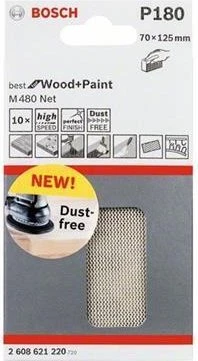 Bosch Professional M480 Best for Wood and Paint Gewebeschleifblatt K180, 70x125mm, 10 Stück