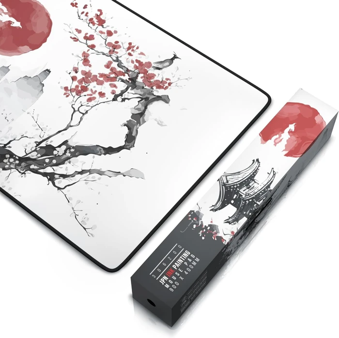 Titanwolf Delta XXL, Gaming-Mauspad, 900x400mm, Japan Ink Painting, schwarzer Rahmen