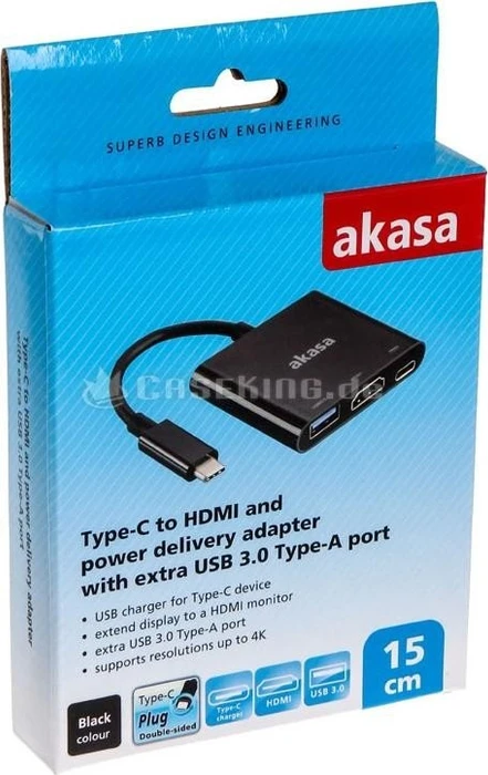 Akasa USB-C auf HDMI Multiport-Adapter schwarz