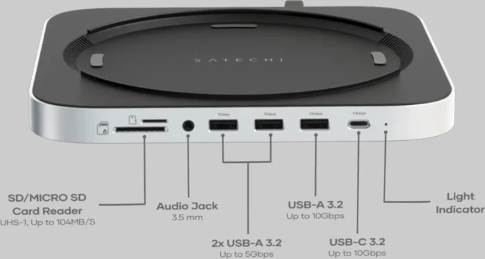 Satechi Stand & Hub für Mac Mini / Studio mit NVMe, Silber, USB-C 3.1 [Stecker]