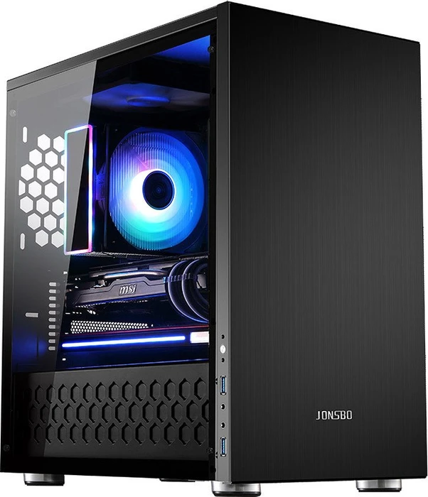 Jonsbo C3 Plus, schwarz, Glasfenster