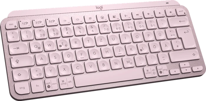 Logitech MX Keys Mini, rosa, LEDs weiß, Logi Bolt, Rose, USB/Bluetooth, DE