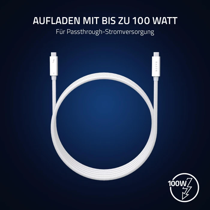Razer Thunderbolt 4 Kabel, 100W, weiß, sleeved, 2m (verschiedene Markenbezeichnungen)
