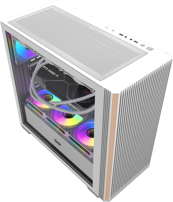 DarkFlash DS900WS White, USB-C, inkl. 4x Lüfter, Glasfenster