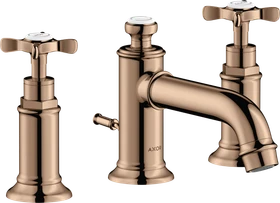 Hansgrohe Axor Montreux 3-Loch Waschtischarmatur 30 mit Kreuzgriffen und Zugstangen-Ablaufgarnitur polished red gold