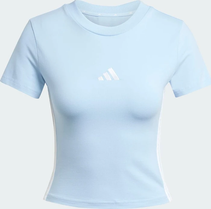 adidas Essentials 3-Streifen Slim Baby T-Shirt kurzarm glow blue/white (Damen)