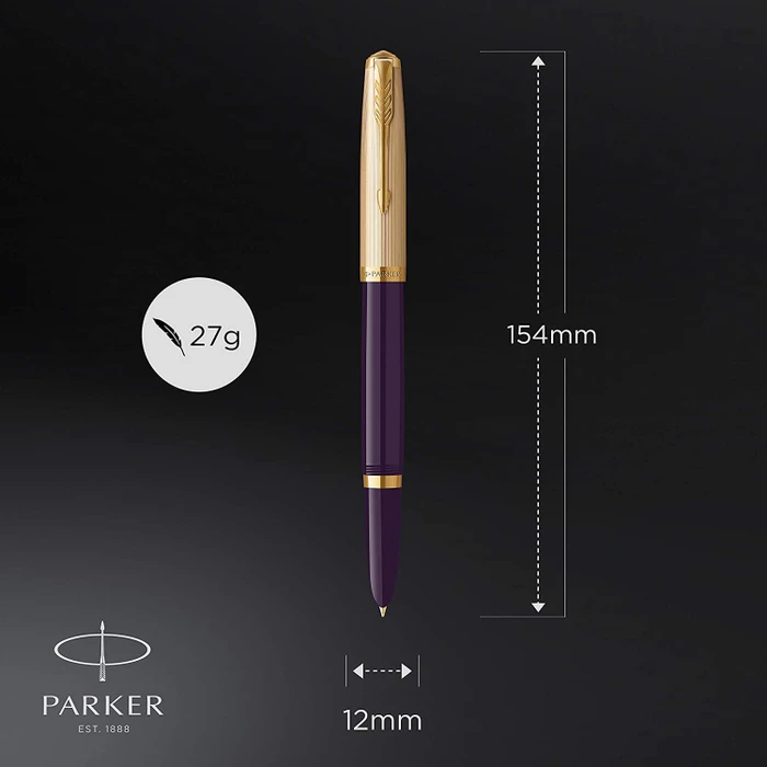 Parker 51 plum resin/gold trim, rechte Hand, mittel, Geschenkbox