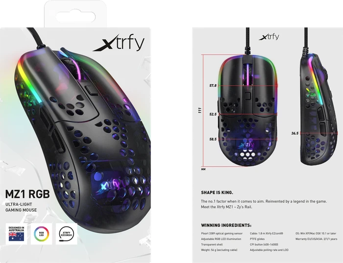 Xtrfy MZ1 "Zy's Rail" schwarz, USB