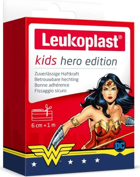 BSN medical Leukoplast kids Wundverband Hero Wonder Woman, 6cm x 1m, 1 Stück