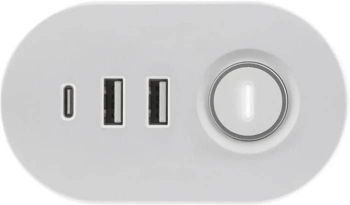 Olympia IOIO SL 3000 Steckdosenleiste mit integrierter Tischhalterung, 3-fach, 1x USB-C/2x USB-A, 1.5m, weiß/rot