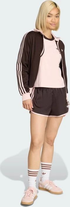 adidas 3-Streifen Slim T-Shirt kurzarm sandy pink/aurora coffee (Damen)