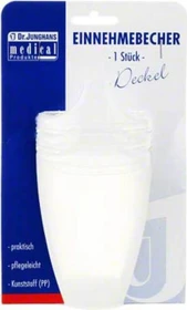 Dr. Junghans Medical Einnehmebecher mit 2 Griffen und 3x Deckel 4+8+12mm milchig, 250ml