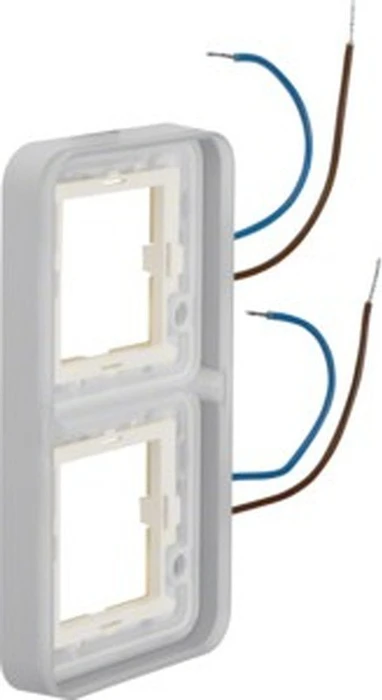 Berker W.1 Rahmen 2fach senkrecht weiß beleuchtbar 230V für Gehäuse AP, lichtgrau