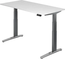 Hammerbacher Ergonomic Aktiv XBHM16 elektrisch höhenverstellbarer Sitz-Steh-Schreibtisch 160x80cm weiß/graphit