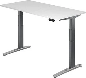 Hammerbacher Ergonomic Aktiv XBHM16 elektrisch höhenverstellbarer Sitz-Steh-Schreibtisch 160x80cm weiß/graphit