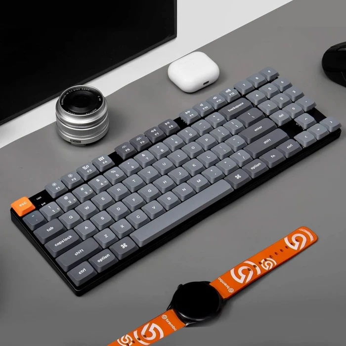 Keychron K13 Max, TKL+NUM, grau/orange, LEDs RGB, hot-swap, Gateron LOW PROFILE 2.0 BROWN, USB/Bluetooth, US