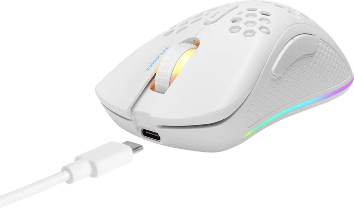 Deltaco WM80 Wireless Lightweight Gaming Mouse weiß, USB/Bluetooth