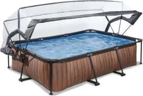 Exit Toys Wood Frame Pool mit Filterpumpe und Abdeckung rechteckig 300x200x65cm