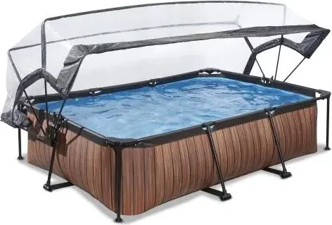 Exit Toys Wood Frame Pool mit Filterpumpe und Abdeckung rechteckig 300x200x65cm