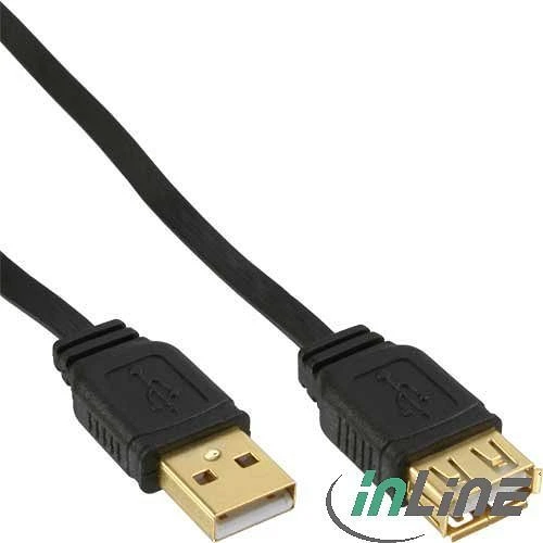 InLine USB 2.0 Flachkabel Verlängerung Stecker A auf Buchse A, 2m