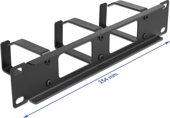 DeLOCK 10" Kabelmanagement Rangierpanel, mit 2 Öffnungen, 3 Bügel, schwarz, 1HE