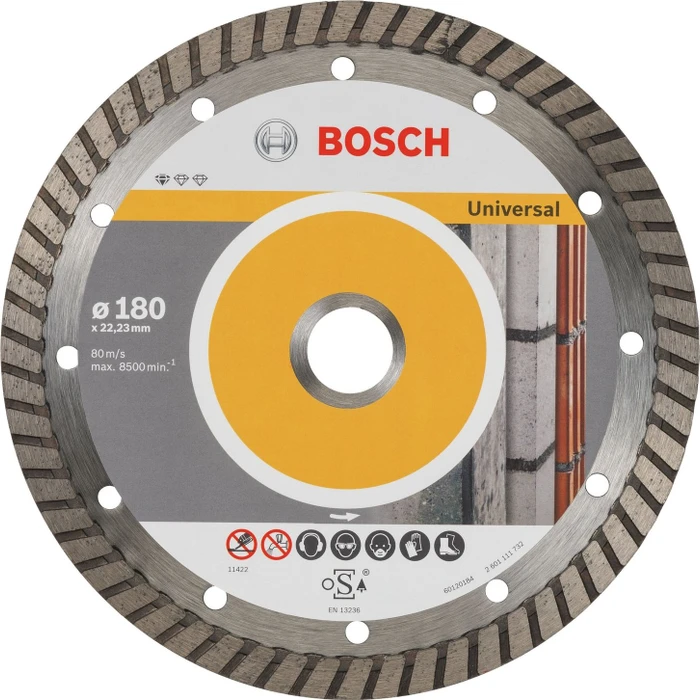 Bosch Professional Standard for Universal Turbo Diamanttrennscheibe, 180x2.5x22.23mm, 10 Stück