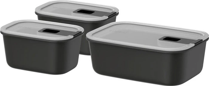 Mepal EasyClip rechteckig Aufbewahrungsbehälter-Set nordic black, 3-tlg.