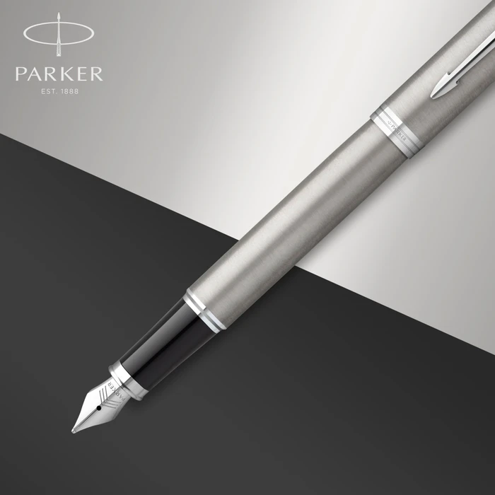 Parker IM stainless steel lacquer/chrome trim, rechte Hand, fein, Geschenkbox