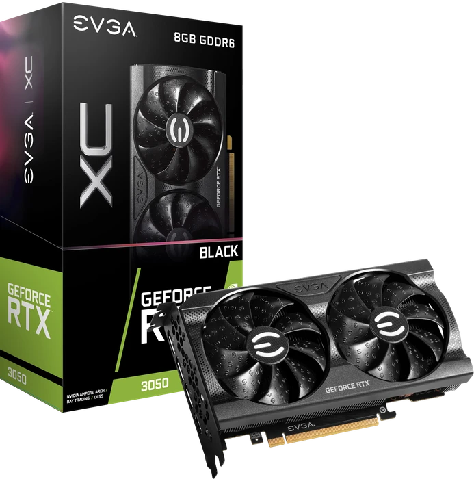 EVGA GeForce RTX 3050 XC Black Gaming, 8GB GDDR6, HDMI, 3x DP