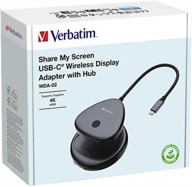Verbatim WDA-02 USB-C Wireless Display Adapter with Hub, USB-C 3.0 (Stecker)