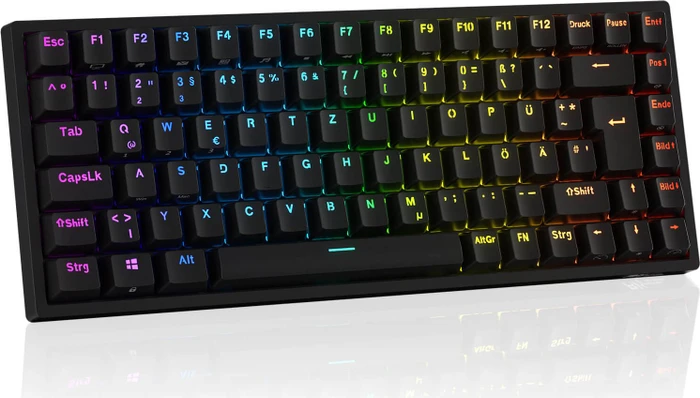 RK Royal Kludge RK84 75% Wireless, schwarz, LEDs RGB, hot-swap, RK BROWN, USB/Bluetooth, DE