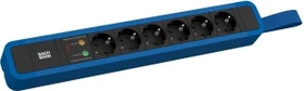 Bachmann Primo 2, 6-fach, mit Schlaufe, Überspannungsschutz, 2m, blau/schwarz