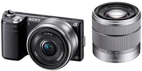 Sony Alpha NEX-5N schwarz mit Objektiv E 16mm 2.8 Pancake und E 18-55mm 3.5-5.6 OSS