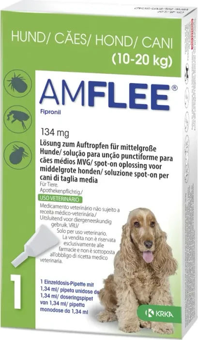 Amflee Spot-On für Hunde 10kg bis 20kg, 1.34ml, 3 Stück