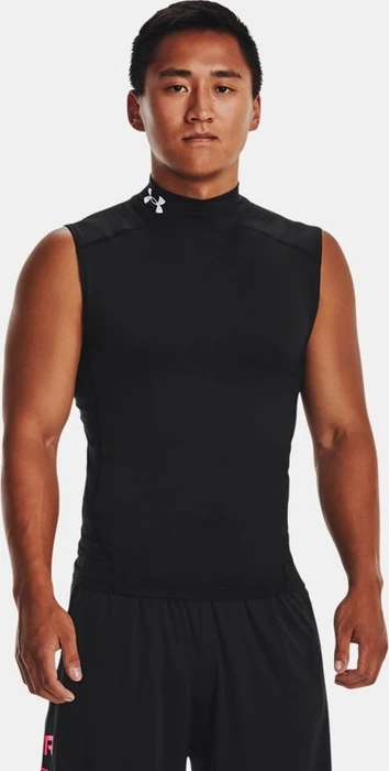 Under Armour HeatGear Mock Kompressionsshirt ärmellos schwarz/weiß (Herren)