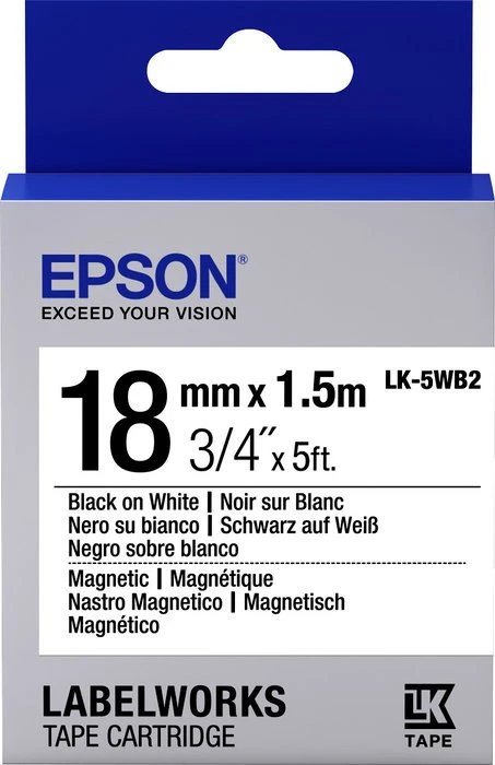 Epson LK-5WB2 Beschriftungsband, 18mm, schwarz/weiß