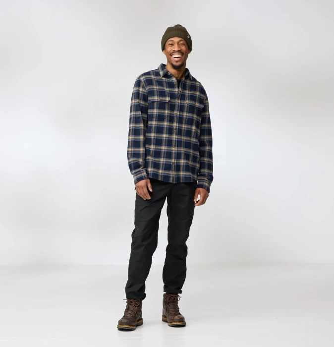 Fjällräven Övik Heavy Flannel Hemd langarm dark navy/buckwheat brown (Herren)