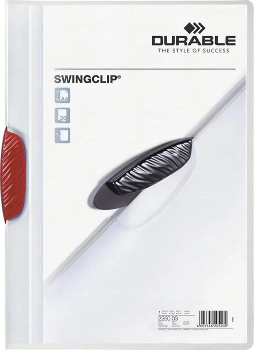 Durable Swingclip Klemmmappe, A4, rot/transparent