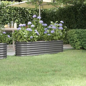 vidaXL Stahl Hochbeet oval 152x40cm grau