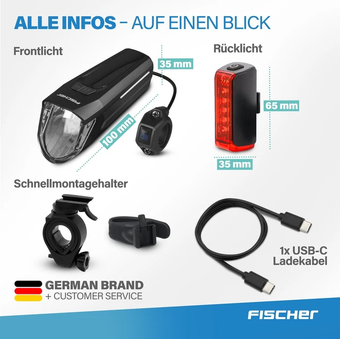Fischer Twin Stop 180 Lux Beleuchtungsset schwarz