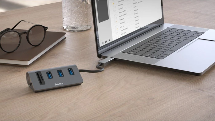Hama USB-Hub mit Kartenleser, USB-A/USB-C 3.0 [Stecker]