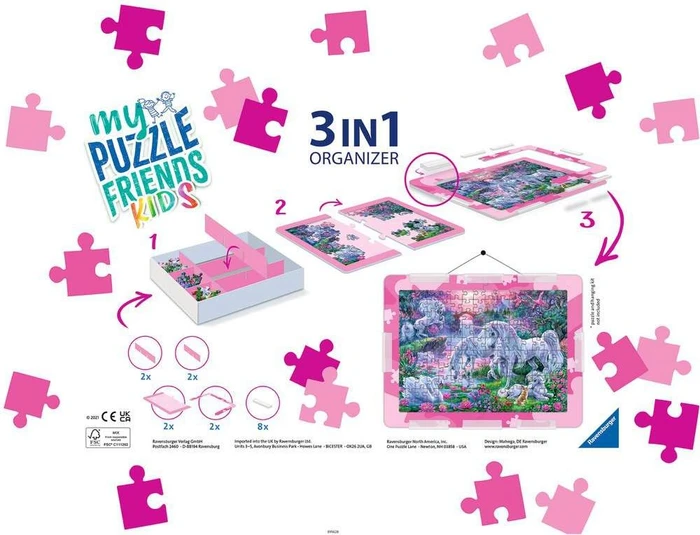 Ravensburger My Puzzle Friends Kids 3in1 Organizer Puzzle Unterlage rosa