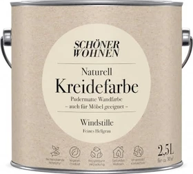 Schöner Wohnen Naturell Kreidefarbe innen windstille feines hellgrau, 2.5l