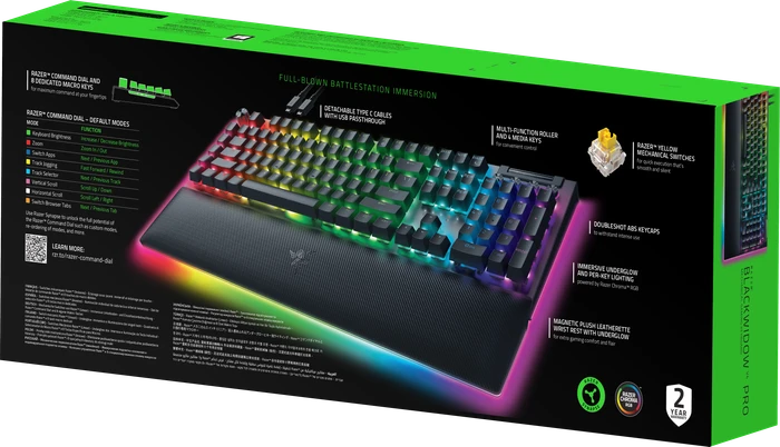 Razer BlackWidow V4 Pro, Razer YELLOW Linear Gen-3, USB, FR
