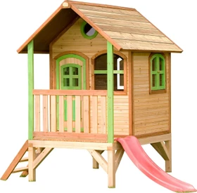 Axi Spielhaus Tom braun/grün mit Rutsche rot