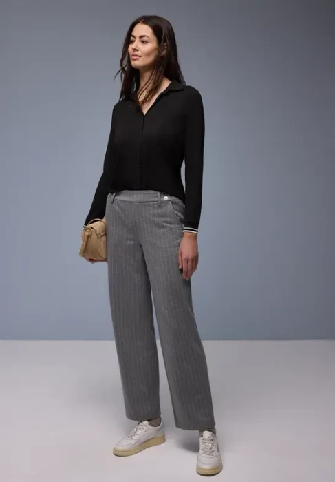 Street One Shirt mit College-Details Hemd langarm schwarz (Damen)