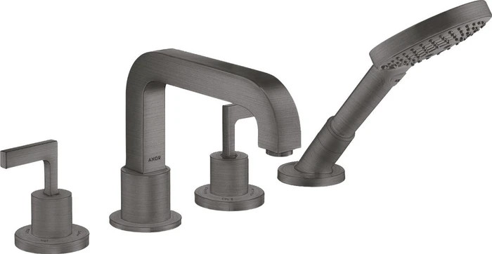 Hansgrohe Axor Citterio 4-Loch Wannenkombination mit Hebelgriff und Rosette brushed black chrome